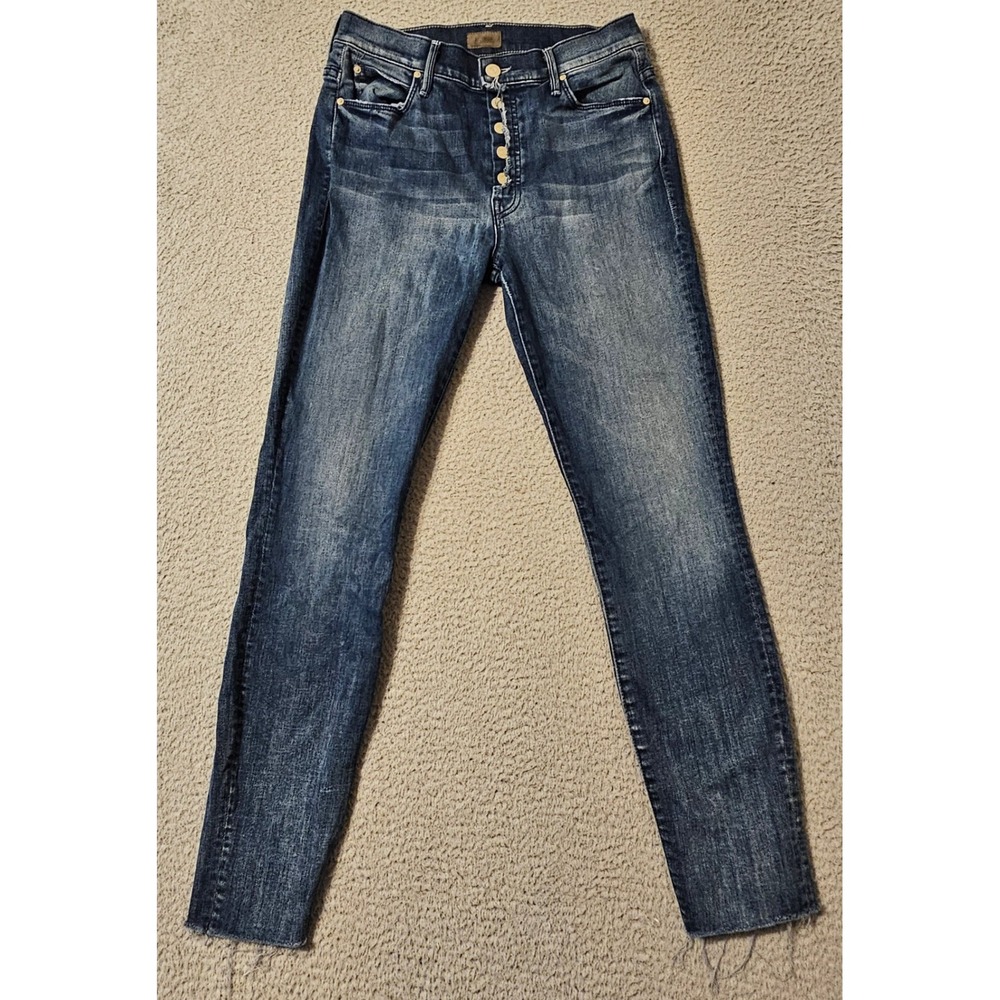 Mother The Flycut Stunner Fray Moon Dance Jeans Skinny Button Fly Raw Hem 28
